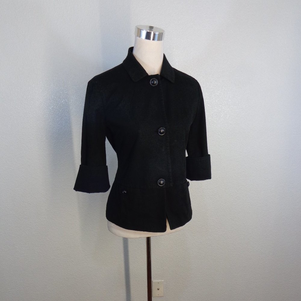 TALBOTS Women’s Sz 6 black cotton stretch blazer - Picture 2 of 5